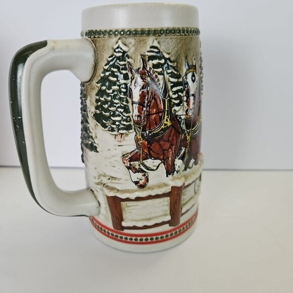 Budweiser Set 2 Christmas Beer Stein Mug Anheuser Busch 1984 & 1995 Oktoberfest - Picture 6 of 16